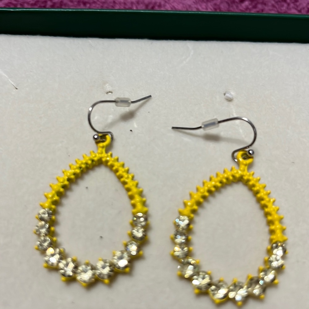 Yellow crystal hoops